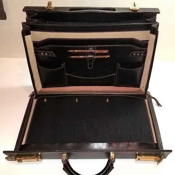 Rare "Aged" Vintage Hi-End Unused Executive/Lawyer Lorenzo Leather Briefcase - Picture 3 of 15